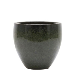 Pot en forme d'oeuf Glazed vert forêt tropicale Ø 28 x 25 cm