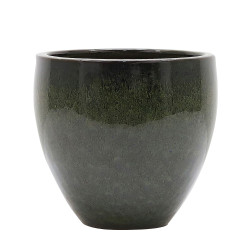 Pot en forme d'oeuf Glazed vert forêt tropicale Ø 34 x 61 cm