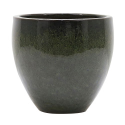 Pot en forme d'oeuf Glazed vert forêt tropicale Ø 42