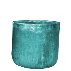 Pot en terre cuite Glazed bleu océan Ø 28 x 27 cm