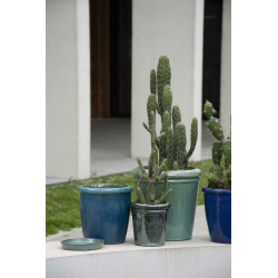 Pot Glazed jade Ø 18 x 18 cm | Terre cuite | Double rebord