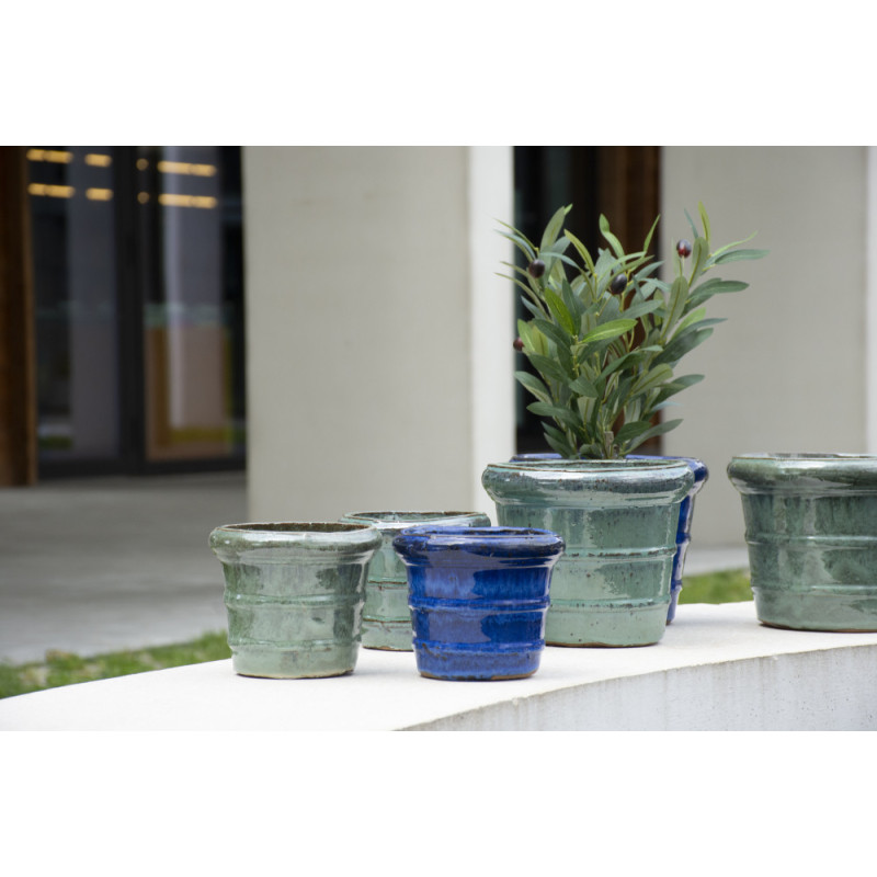 Pot Glazed Donatello bleu océan Ø 22 x 18 cm | Terre cuite