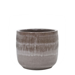 Pot Glazed à lignes blanc Ø 24,5 x 22 cm | Argile émaillée