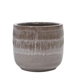 Pot Glazed à lignes blanc Ø 30,5 x 27 cm | Argile émaillée