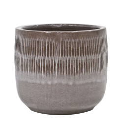 Pot Glazed à lignes blanc Ø 37,5 x 33 cm | Argile émaillée