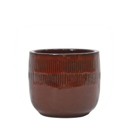 Pot Glazed à lignes rouge Ø 24,5 x 22 cm | Argile émaillée