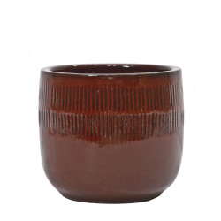 Pot Glazed à lignes rouge Ø 30,5 x 27 cm | Argile émaillée