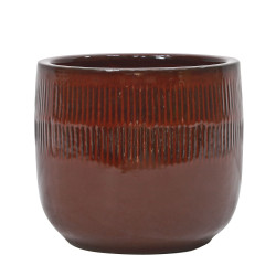 Pot Glazed à lignes rouge Ø 37,5 x 33 cm | Argile émaillée