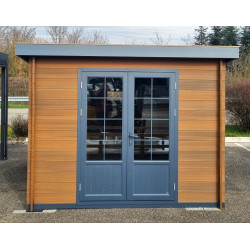 Abri de jardin en résine bois et gris 3