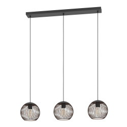 Suspension Almanzora noir et cuivre E27 3 x 60 W EGLO