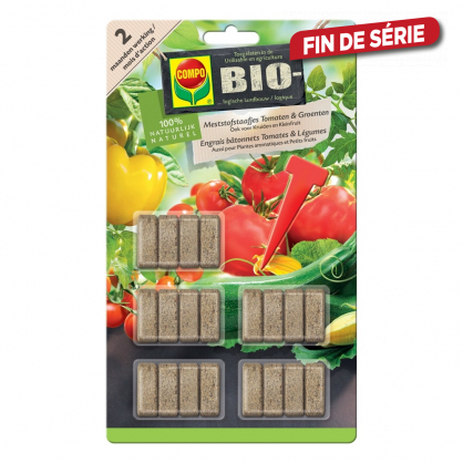 Bâtonnet d'engrais pour tomate et légume Bio 20 pièces COMPO