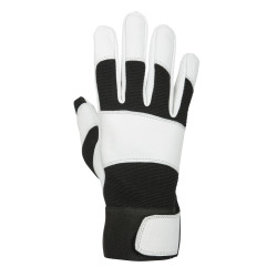 Paire de gants de jardin blancs et noirs en cuir taille 6 GERIN