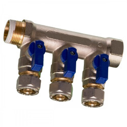 Collecteur 3/4" MF bleu 3 sorties Ø 16 mm LEVICA