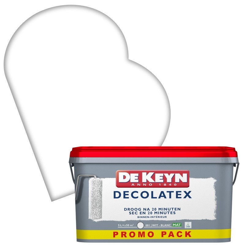 Peinture murale Décolatex blanche mate 5 L DE KEYN