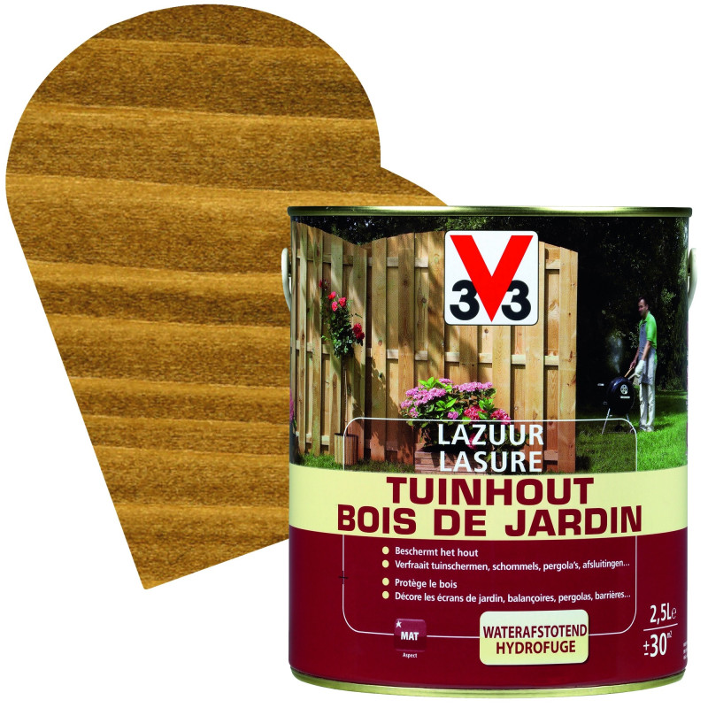 Lasure Bois de jardin brun foncé mate 2,5 L V33L