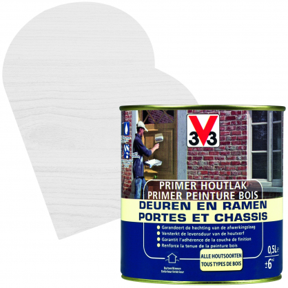 Primer Peinture Bois Portes & Châssis blanc mat 0,5 L V33
