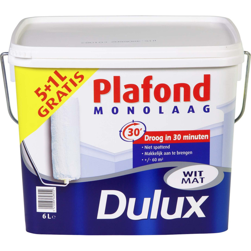 Peinture plafond mono mat blanc 5 + 1 L gratuit DULUX