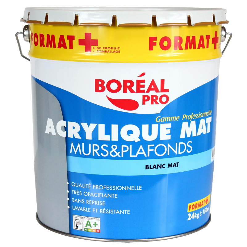 Peinture acrylique blanc mat pour murs et plafonds BOREAL PRO