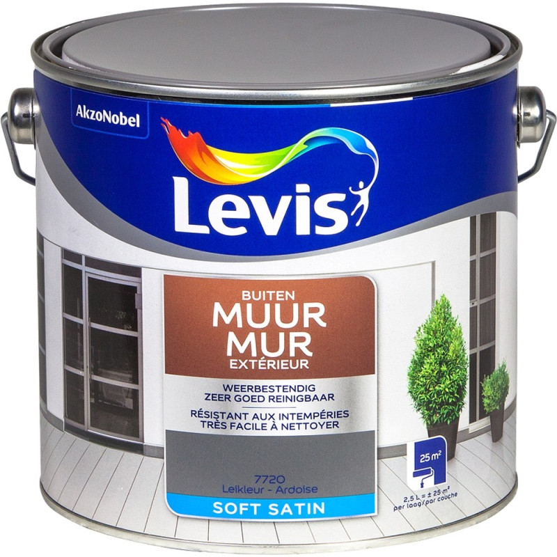 Peinture pour mur extérieur Ardoise satinée 2,5 L LEVIS