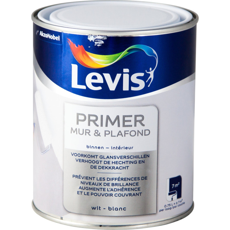 Primer mur et plafond blanc 0,75 L LEVIS