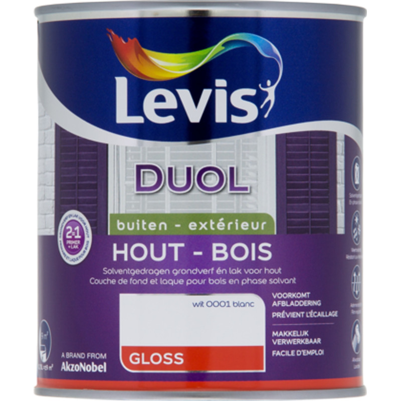 Laque pour bois Duol blanche brillante 0,75 L LEVIS