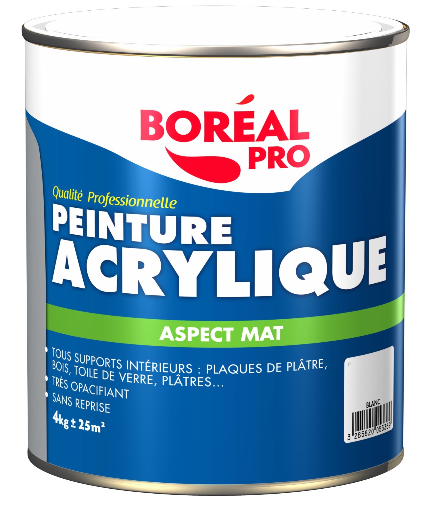 Peinture acrylique Pro blanche mate 4 kg BOREAL
