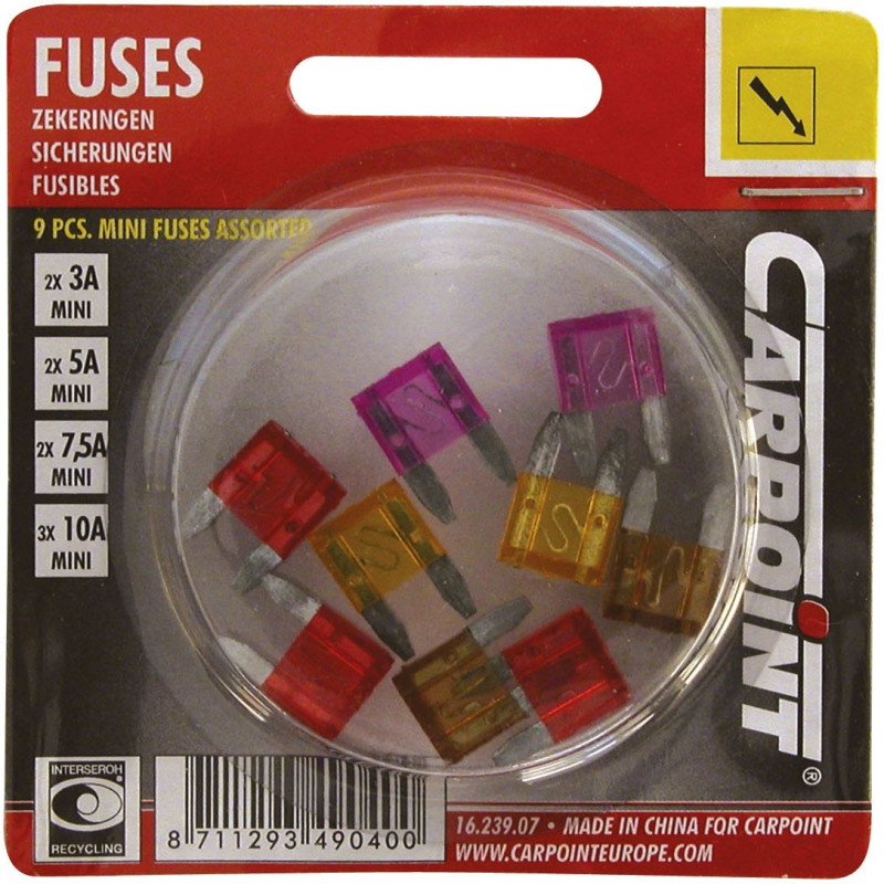 Fusible mini 3-10 A 9 pièces