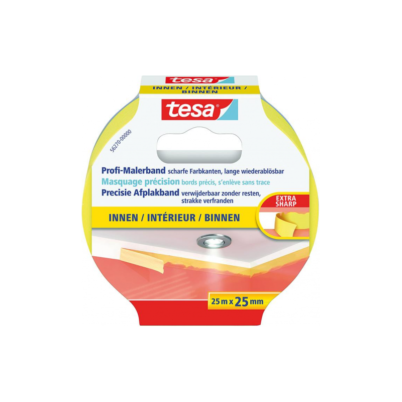 Tesa Precision Indoor ruban de masquage 25m x 25mm jaune