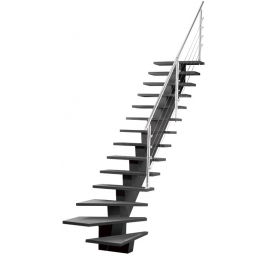Escalier Gomera 1/4 tournant droit avec marches strips alu SOGEM