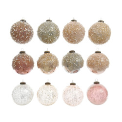 Boule de Noël Verre Perles Ø 8cm – Déco Festive | DECORIS