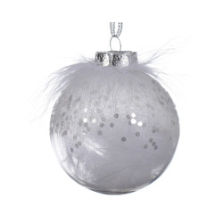 Boule de Noël transparente plume Ø 8 cm – Déco festive | DECORIS