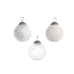 Boule de Noël Verre Diamant Vieilli 7,5cm – Élégance | DECORIS