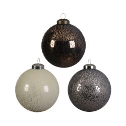 Boule de Noël Verre Givré Ø 8 cm – Déco Festive | DECORIS