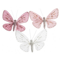 Décoration papillon sur clip DECORIS – Noël Scintillant