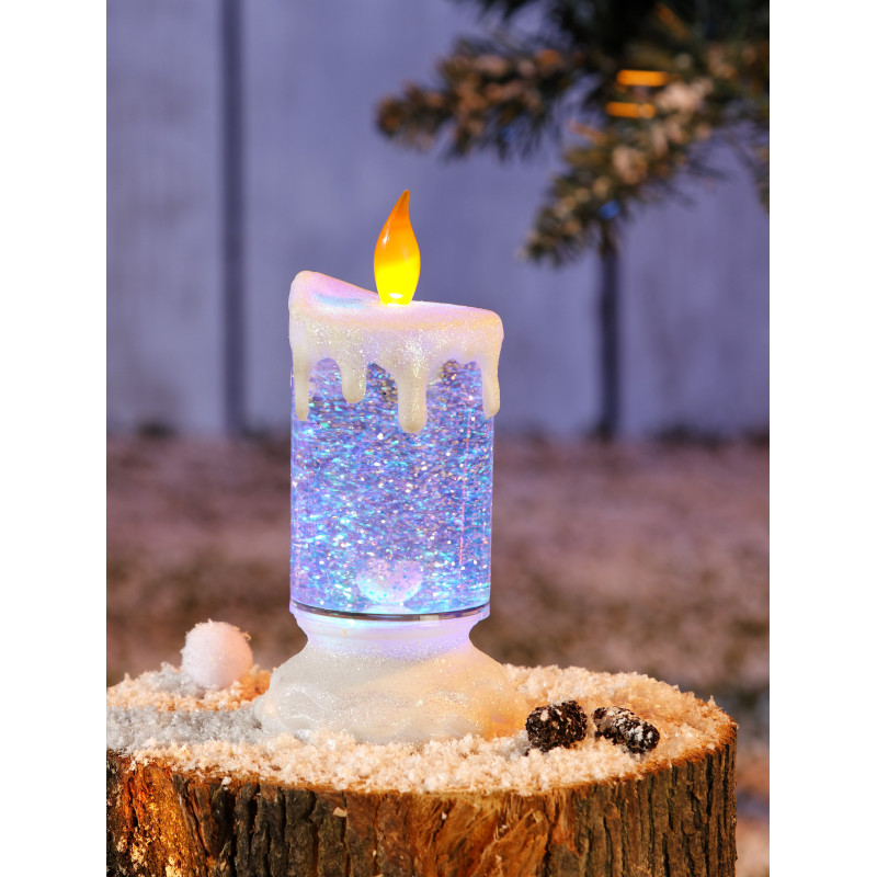Bougie LED avec animation paillettes CHRISTMAS PLANET
