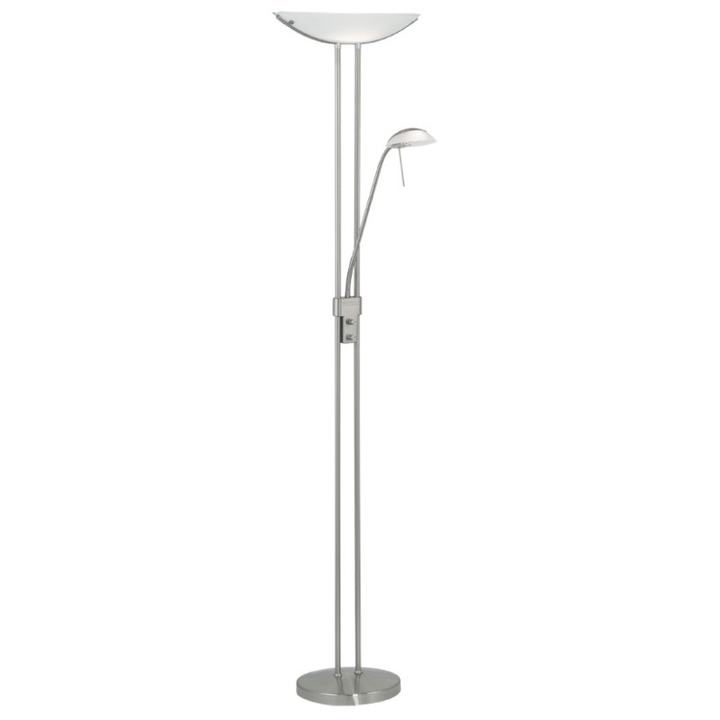 Lampadaire halogène Baya nickel mat R7S 230 W avec liseuse G9 33 W EGLO