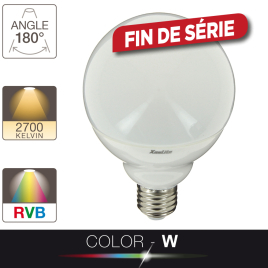 Ampoule boule G95 LED E27 11 W 1055 lm blanc chaud Color-W lumière blanche ou mutlicouleur XANLITE