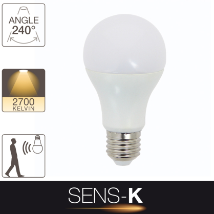 Ampoule A62 LED E27 11 W 806 lm blanc chaud Sens-K détecteur de mouvement XANLITE