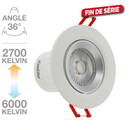 Spot à encastrer LED avec variateur de température de couleur 345 lm 6,5 W XANLITE