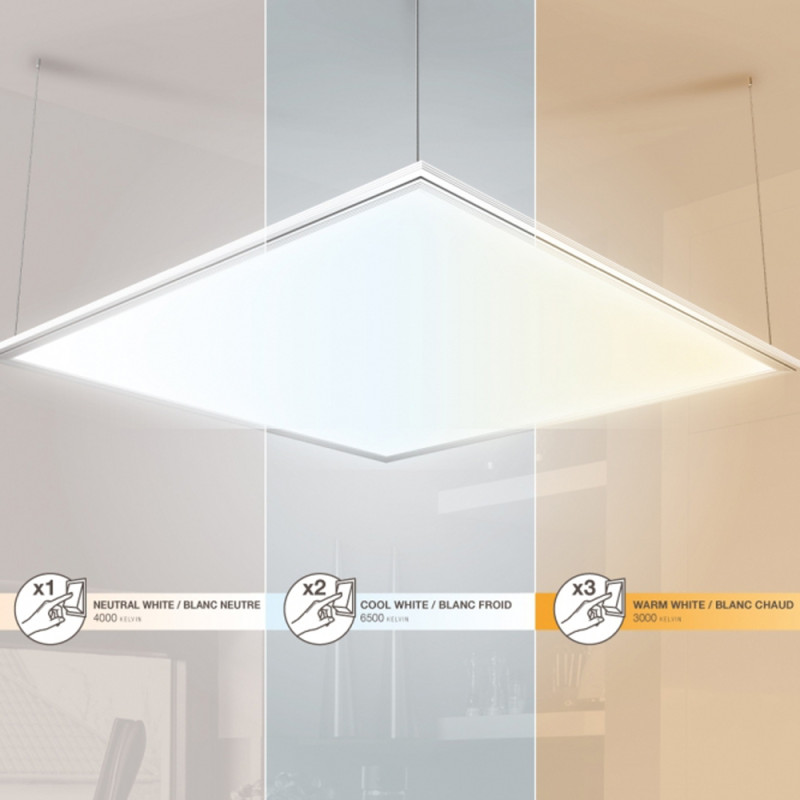 Dalle carré LED 3 modes de fixation 42 W 3300 lm avec variation de température de lumière XANLITE