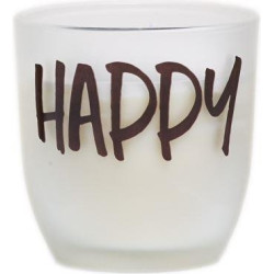 Bougie Verre sablé Happy – Ambiance Lumineuse | SPAAS
