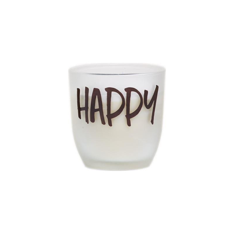 Bougie Verre sablé Happy