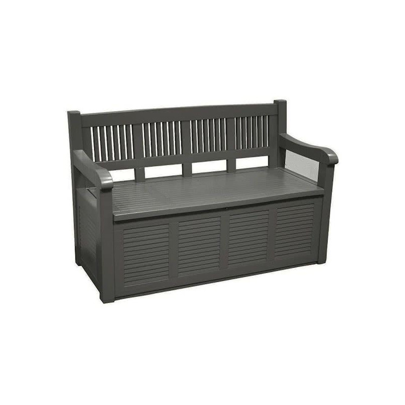 Banc en plastique avec coffre gris