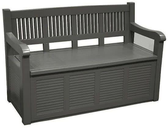 Banc en plastique avec coffre gris