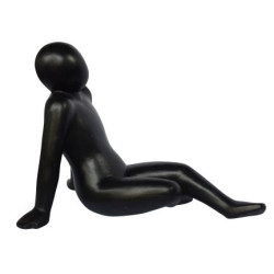 Statue Homme Assis Terrazzo Noir 69x46x51cm Jardin | POTTERIE