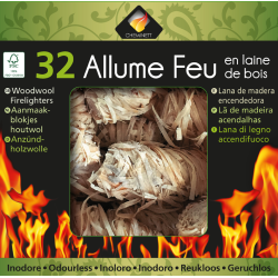 Allume feu en laine de bois 32 pièces