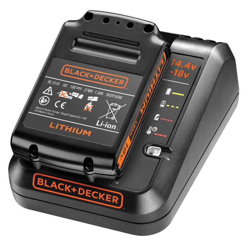 Batterie Li-Ion 18 V 1,5 Ah avec chargeur BLACK+DECKER