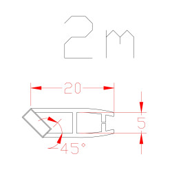 Joint magnétique d'angle pour paroi de douche 2 pièces AURLANE