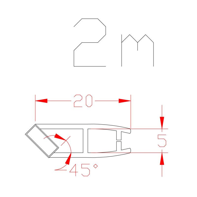 Joint magnétique d'angle pour paroi de douche 2 pièces AURLANE