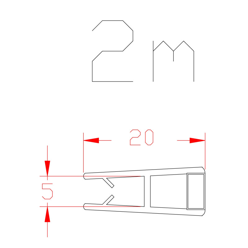 Joint magnétique droit pour paroi de douche 2 pièces AURLANE